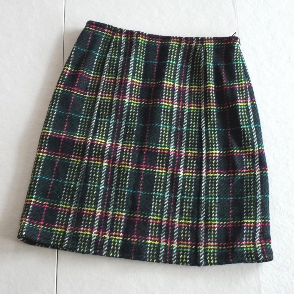 MaxMara Weekend Wool Plaid Skirt, Size 4